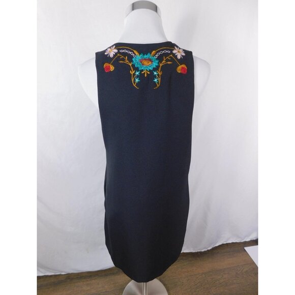 Embroidered Black Boho Dress Sleeveless V Neck Festival M - Picture 8 of 12